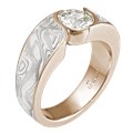 Mokume Wave Engagement Ring - Round
